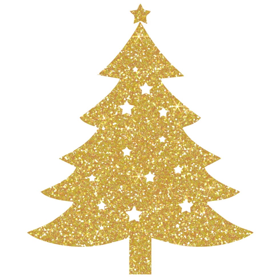 golden-christmas-tree-glitter-on-transparent-background-christmas-icon-design-for-decorating-background-wallpaper-illustration-free-png