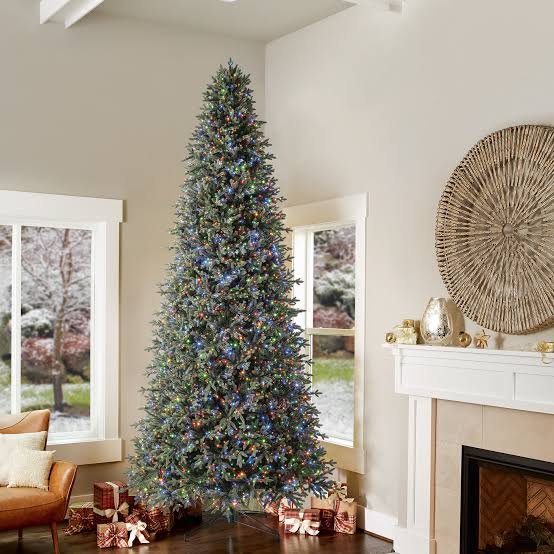 12 foot pre-lit artificial Christmas tree