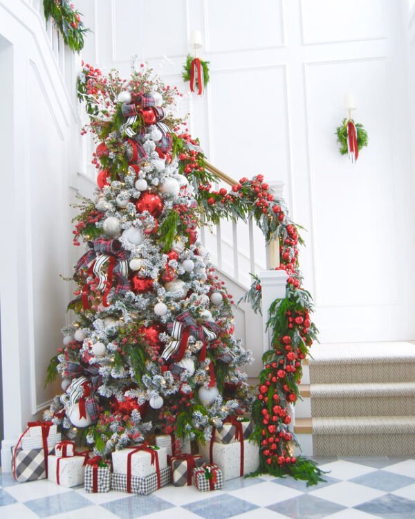 8' Prince Flock® Artificial Christmas Tree with 550 Warm White LED Lights