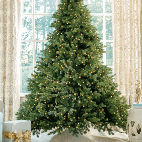 6.5' Cypress Spruce Artificial Christmas Tree with 1000 Warm White & Multi-Color LED Lights