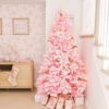6.5' Duchess Pink Flock Artificial Christmas Tree with 500 Warm White LED Lights