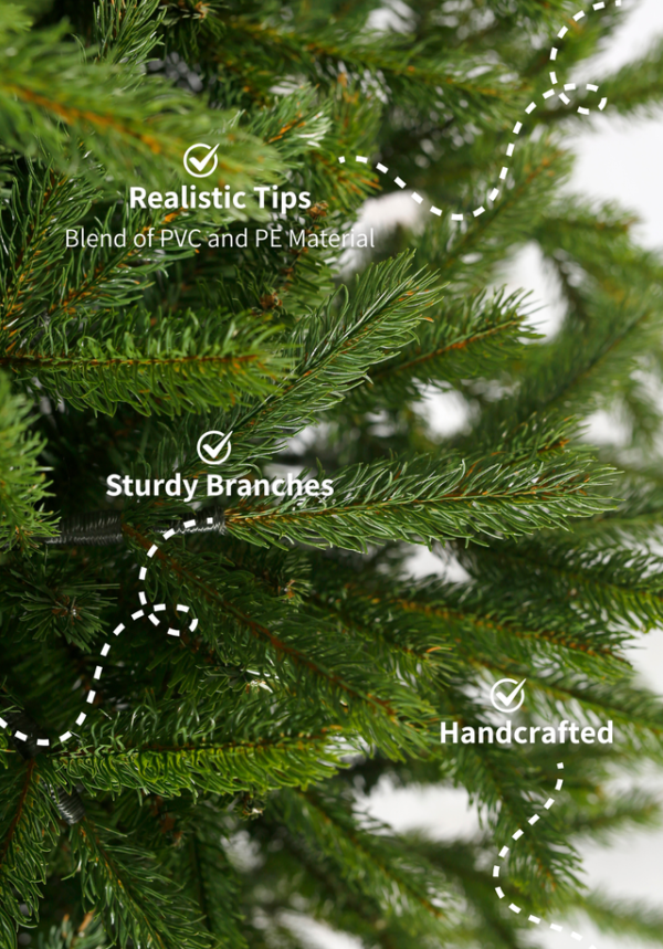 6.5' King Fraser Fir Slim Artificial Christmas Tree with 600 Warm White LED Lights