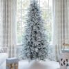 FlockedGroup-2_84259d26-365a-4e41-9769-347e778eeb50 12' Queen Flock® Slim Artificial Christmas Tree With 1400 Warm White LED Lights