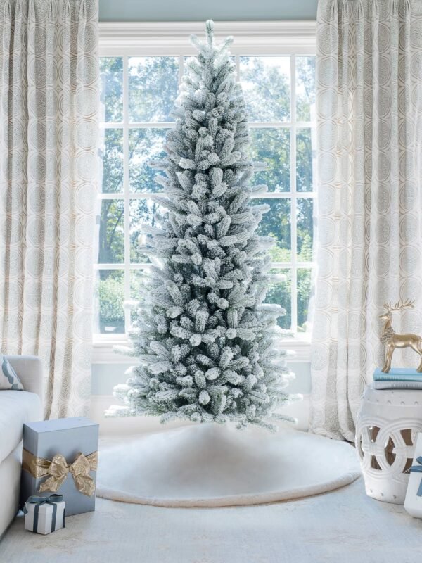 FlockedGroup-4 9' King Flock® Slim Artificial Christmas Tree Unlit