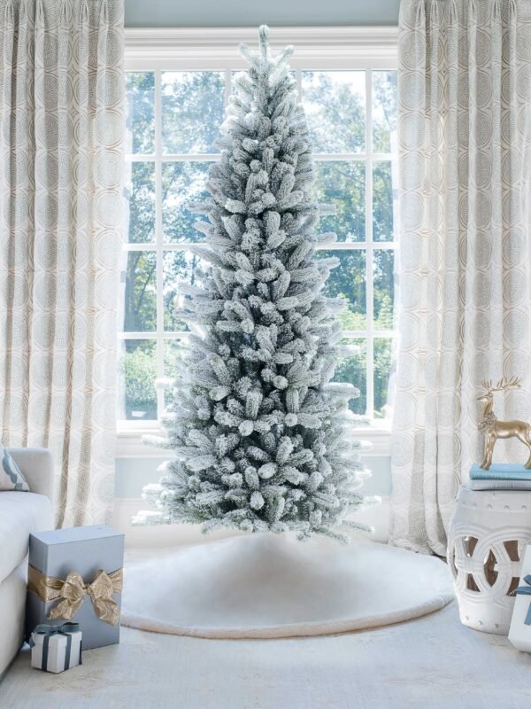 FlockedGroup-4_3410c098-8520-4eb6-b2a3-bfb24e797acb 10' King Flock® Slim Artificial Christmas Tree with 1000 Warm White LED Lights