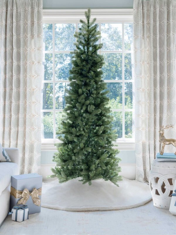 10' King Douglas Fir Slim Artificial Christmas Tree with 1200 Warm White & Multi-Color LED Lights