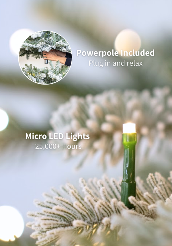 Flocked_Lights 12' Queen Flock® Slim Artificial Christmas Tree With 1400 Warm White LED Lights