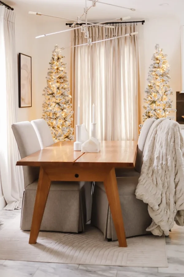 9' Prince Flock® Pencil Artificial Christmas Tree with 600 Warm White LED Lights