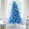 6.5' Duchess Blue Flock Artificial Christmas Tree with 500 Warm White LED Lights