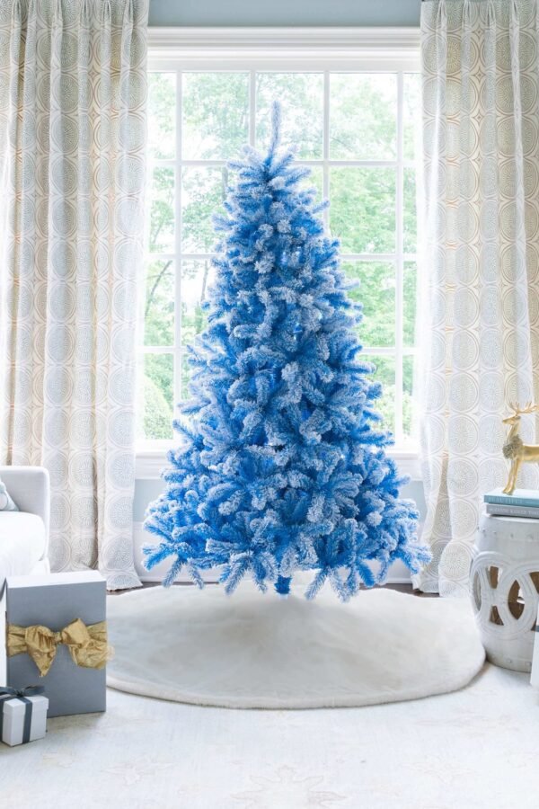 6.5' Duchess Blue Flock Artificial Christmas Tree with 500 Warm White LED Lights