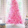 6.5' Duchess Pink Flock Artificial Christmas Tree with 500 Warm White LED Lights