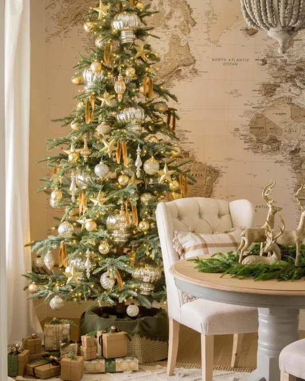 8' King Noble Fir Artificial Christmas Tree with 600 Warm White LED Lights