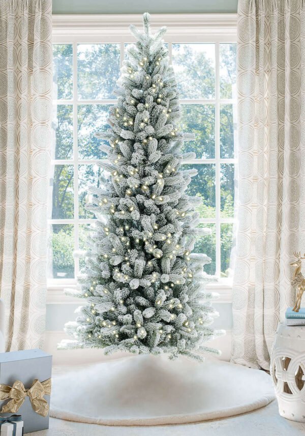 KingFlockSlim_b8d17273-08da-471b-ad66-a17709fa274d 10' King Flock® Slim Artificial Christmas Tree with 1000 Warm White LED Lights