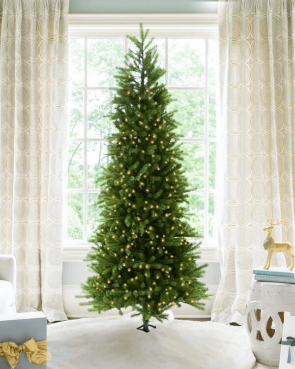 6.5' King Fraser Fir Slim Artificial Christmas Tree with 600 Warm White LED Lights