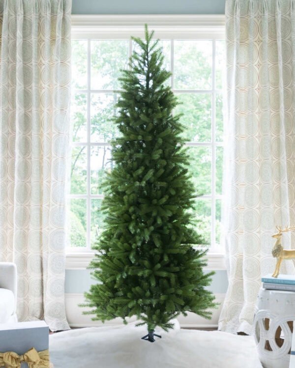 10' King Fraser Fir Slim Artificial Christmas Tree with 1100 Warm White LED Lights