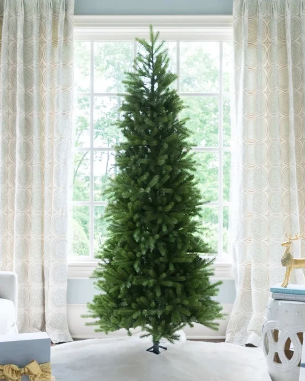9' King Fraser Fir Slim Artificial Christmas Tree with 900 Warm White & Multi-Color LED Lights