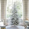 7' King Noble Flock Artificial Christmas Tree with 500 Warm White LED Lights