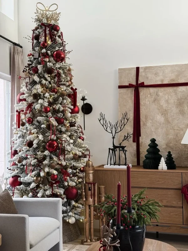 King_flock_slim 9' King Flock® Slim Artificial Christmas Tree Unlit