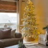 King_noble_flock_led 9' King Noble Flock Artificial Christmas Tree with 700 Warm White LED Lights