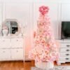7.5' Duchess Pink Flock Artificial Christmas Tree with 600 Warm White LED Lights