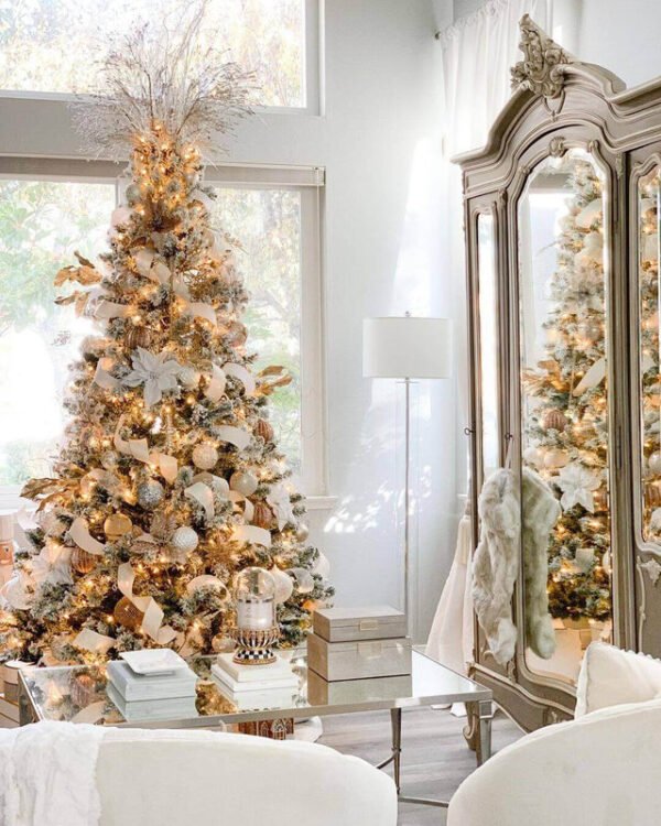 7' Prince Flock® Artificial Christmas Tree with 400 Warm White LED Lights