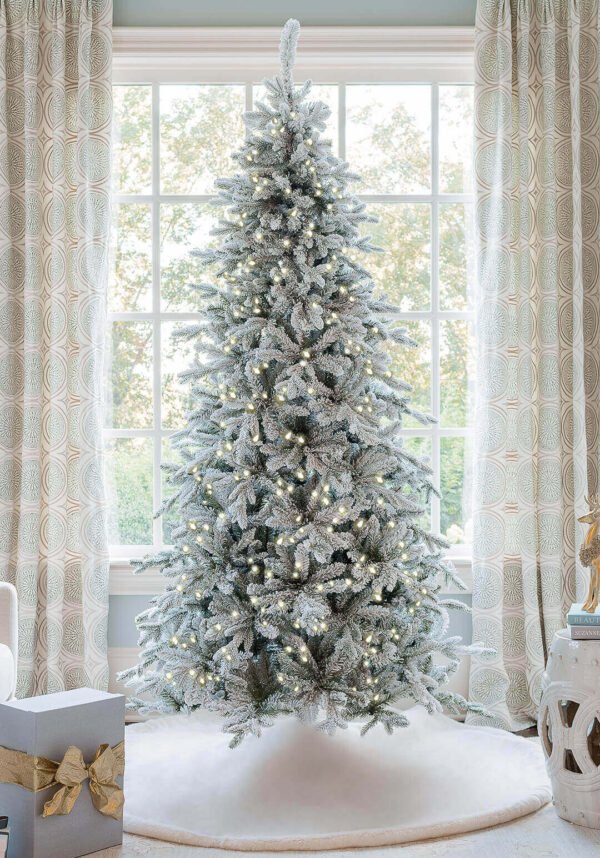 QueenFlockSlim 12' Queen Flock® Slim Artificial Christmas Tree With 1400 Warm White LED Lights