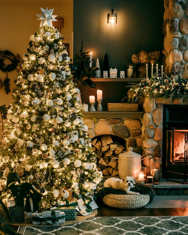10' Royal Fir Artificial Christmas Tree with 1600 Warm White & Multi-Color LED Lights