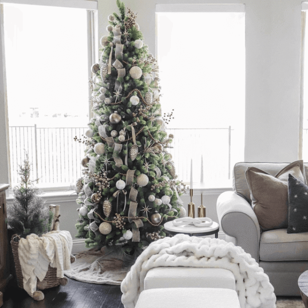 10' Royal Fir Slim Artificial Christmas Tree with 1500 Warm White & Multi-Color LED Lights