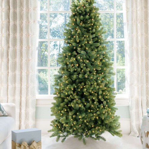 6.5' Royal Fir Slim Artificial Christmas Tree with 500 Warm White & Multi-Color LED Lights
