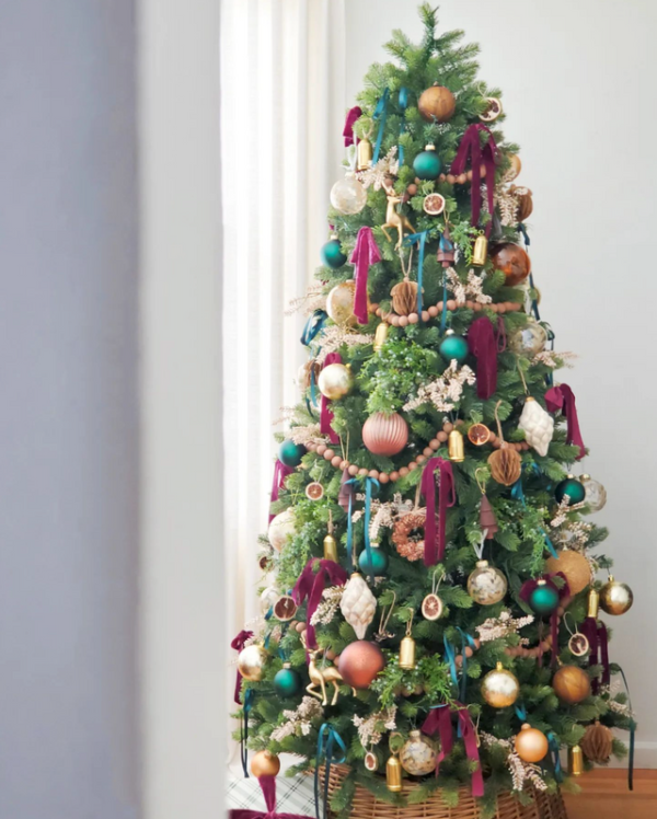 10' Royal Fir Slim Artificial Christmas Tree with 1500 Warm White & Multi-Color LED Lights