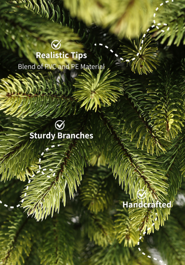 Royal_Fir_Tips 7.5' Royal Fir Artificial Christmas Tree with 1000 Warm White & Multi-Color LED Lights