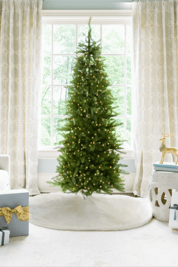 YorkshireFirSlim 6.5' Yorkshire Fir Slim Artificial Christmas Tree with 400 Warm White LED Lights