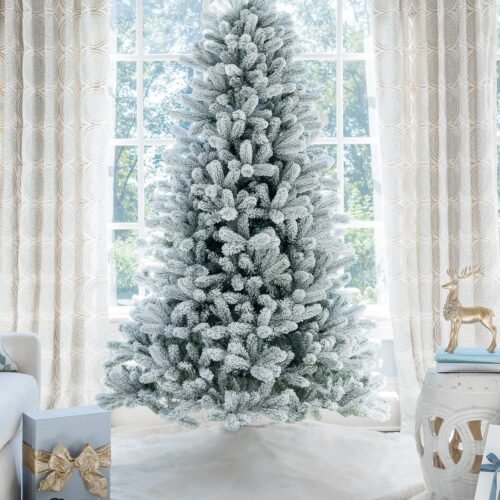 12' King Flock® Artificial Christmas Tree Unlit