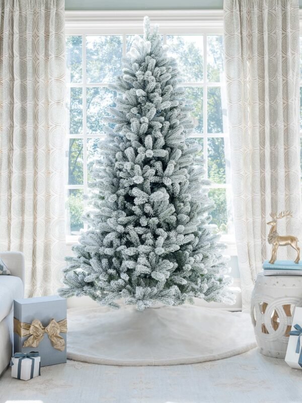 9' King Flock® Artificial Christmas Tree Unlit